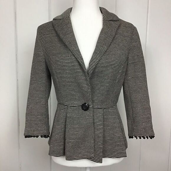 Tabitha (Anthro) Chandelier Stripe Peplum Top M - Picture 2 of 8